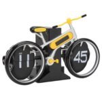 Modern Bicycle Flip Clock - Creative Mechanical Desk Timepiece with Dual Rotating Wheels, Retro Design for Home Office Decor, Compact Size (Yellow) - Image 3