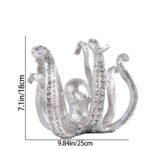 Multi-Functional Octopus Sculpture - Decorative Resin Cup Holder & Jewelry Organizer, Unique Home Accent for Living Room, Office, or Desk (Silver) - Image 2