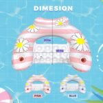 Daisy Inflatable Pool Floats 2-Pack for Adults: U-Shaped Lounge Chairs with Cup Holders, Portable for Pool, Beach, Summer Fun - Image 3