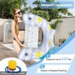 Daisy Inflatable Pool Floats 2-Pack for Adults: U-Shaped Lounge Chairs with Cup Holders, Portable for Pool, Beach, Summer Fun - Image 7