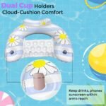 Daisy Inflatable Pool Floats 2-Pack for Adults: U-Shaped Lounge Chairs with Cup Holders, Portable for Pool, Beach, Summer Fun - Image 9