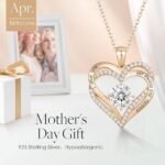 Forever Love Heart Birthstone Necklace: 925 Sterling Silver Jewelry for Mom, Wife, Friend - Ideal for Mother’s Day, Anniversaries & Birthdayï¼ˆwhite diamond,April - Image 3