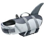 Pet products Dog Life Jacket, Cute Shark Dog Life Vest for Swimming Boating with Superior Buoyancy and Rescue Handle, Adjustable Puppy Floating Swim Vest for Small Medium Large Dogs(L)