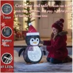 2-Pack Lighted Christmas Penguin Decoration Lantern - Collapsible Metal Frame Yard Ornament with 45 Cool White LEDs, Waterproof Battery Operated & Timer, Indoor Outdoor Holiday D ©cor for Porch,Tree, and Lawn - Image 2
