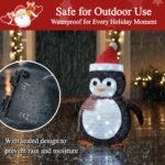 2-Pack Lighted Christmas Penguin Decoration Lantern - Collapsible Metal Frame Yard Ornament with 45 Cool White LEDs, Waterproof Battery Operated & Timer, Indoor Outdoor Holiday D ©cor for Porch,Tree, and Lawn - Image 3