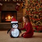 2-Pack Lighted Christmas Penguin Decoration Lantern - Collapsible Metal Frame Yard Ornament with 45 Cool White LEDs, Waterproof Battery Operated & Timer, Indoor Outdoor Holiday D ©cor for Porch,Tree, and Lawn - Image 5
