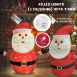 Lighted Christmas Santa Claus Decoration Lantern, 45 LED Collapsible Pop-Up Ornament with 8 Light Modes & Timer, Indoor Outdoor Holiday D ©cor - Image 2