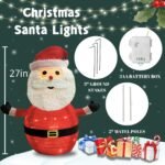Lighted Christmas Santa Claus Decoration Lantern, 45 LED Collapsible Pop-Up Ornament with 8 Light Modes & Timer, Indoor Outdoor Holiday D ©cor - Image 3