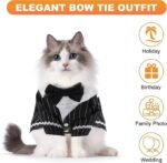pet products Dog Cat Tuxedo Suit with Bow Tie - Formal Black & White Striped Pet Costume Shirt, Elegant Wedding Outfit Birthday Party Attire for Maltese Dachshund Yorkie Puppies Shih Tzu Small Medium Dogs and cats - Image 5