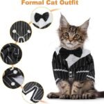 pet products Dog Cat Tuxedo Suit with Bow Tie - Formal Black & White Striped Pet Costume Shirt, Elegant Wedding Outfit Birthday Party Attire for Maltese Dachshund Yorkie Puppies Shih Tzu Small Medium Dogs and cats - Image 6