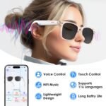 AI Smart Translation Sunglasses: UV400, Bluetooth, 110+ Languages, Voice Control - Ideal for Travel & Work (Pink) - Image 2