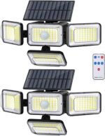 Solar Motion Sensor Outdoor Lights (2-Pack) with 288 LEDs & 2800LM: 270° Wide Angle, IP65 Waterproof, Remote-Controlled for Aussie Yards