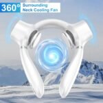 White Portable Neck Fan: Hands-Free Wearable Air Conditioner with 4000mAh Battery for Australian Travel & Daily Use - Image 8