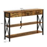 Console Table with 3 Drawers, Industrial Entryway Table with 3 Tier Storage Shelves - Image 2