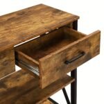 Console Table with 3 Drawers, Industrial Entryway Table with 3 Tier Storage Shelves - Image 4