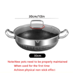 30cm Stainless Steel Non-Stick Frying Pan with Glass Lid Silver - Image 3