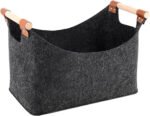 Wooden Firewood Storage Felt Basket Foldable - Image 2