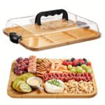 Bamboo Cheese Tray with Acrylic Lid - Image 3