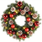Pre-Lit Christmas Door Wreath LED Decor - Image 4