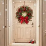 Artificial Christmas Wreath with Red Bow (2pcs) - Image 3