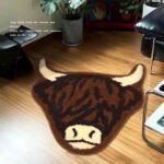 American Style Brown Bull Head Flocked Rug, Bedroom Bedside Rug, Bathroom Doorway Absorbent Mat, Non-Slip Toilet Mat - Image 3