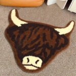 American Style Brown Bull Head Flocked Rug, Bedroom Bedside Rug, Bathroom Doorway Absorbent Mat, Non-Slip Toilet Mat - Image 4