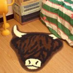 American Style Brown Bull Head Flocked Rug, Bedroom Bedside Rug, Bathroom Doorway Absorbent Mat, Non-Slip Toilet Mat - Image 5