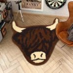 American Style Brown Bull Head Flocked Rug, Bedroom Bedside Rug, Bathroom Doorway Absorbent Mat, Non-Slip Toilet Mat - Image 6