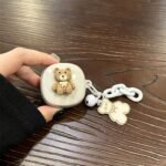 AirPods 2 Silk Bow [Pink Shell] + Pink Double Silver Buckle Bracelet - Image 6