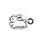 black and white rabbit + Round Ring Apple AirpodsPro 2