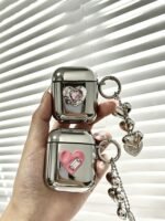 Pink Framed Heart Plated Case + 3 Heart Pendants AirPods 4 - Image 9