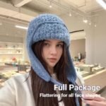 Women Sherpa Aviator Beanie - Warm Earflap Knit Hat Dark Coffee - Image 8