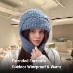 Women Sherpa Aviator Beanie - Warm Earflap Knit Hat Dark Coffee - Image 10