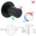 Watermark Matt Black Round Bath Shower Mixer Hot Cold Tap Valve Turn No Handle - Image 2