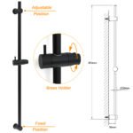 Matt Black Solid Brass 850mm Long Sliding Rail Bar Swivel Handheld Shower Holder - Image 2