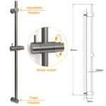 Gun Metal Grey Brass 850mm Long Sliding Rail Bar Swivel Handheld Shower Holder Bracket - Image 2