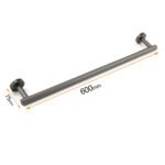 Gun Metal Stainless Steel 600mm Single Towel Rack Rail Holder Round Hanger Bar - Image 2