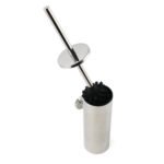 Polished Chrome Silver Round Toilet Brush Wall Mount Holder Cup Stainless Steel - Image 3