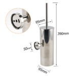 Polished Chrome Silver Round Toilet Brush Wall Mount Holder Cup Stainless Steel - Image 2