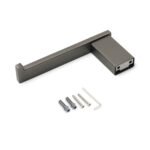 Gun Metal Square Toilet Paper Roll Tissue Roll Holder Hook Rack Wall Mounted Set - Image 4