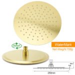 PVD Brushed Gold 10" Shower Rain Head 355mm Straight Wall Mount Arm Bathroom Set - Image 4