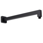 Matt Black Square 8" Rainfall Shower Head & 400mm Brass Straight Wall Mount Arm Set - Image 2