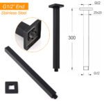 Matt Black 16" Large Rainfall Shower Head 300mm Ceiling Dropper Arm Square Mixer Taps - Image 3