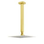 WELS Brushed Gold Square 8" Rain Shower Head 300mm Brass Ceiling Dropper Arm Set