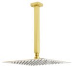 Brushed Gold Square 12" Rainfall Shower Head 30cm Ceiling Dropper Extension Arm Set