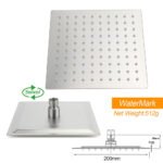 Brushed Nickel Square 8" Rain Shower Head 300mm Brass Ceiling Dropper Arm Set - Image 4