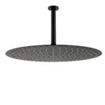 Matt Black Round 16" Extra Large Rain Shower Head 300mm Ceiling Dropper Arm Set