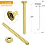 WELS 16" Round Stainless Steel Shower Head Extension Ceiling Arm Set Brushed Gold - Image 3