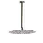 WELS Gun Metal Round 12" SUS Rainfall Shower Head 300mm Ceiling Dropper Arm Set