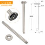 Brushed Nickel Round 12" Shower Rain Head + 300mm Brass Ceiling Dropper Arm Set - Image 3